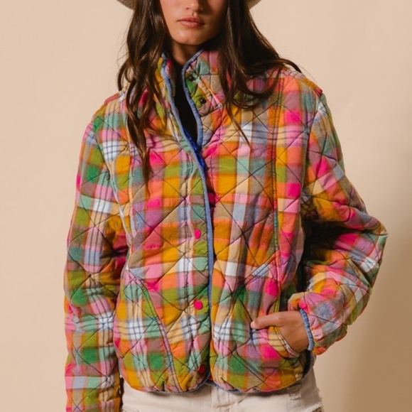 NWT Retro Vibes Plaid Quilted Jacket - Picture 9 of 10